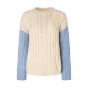 Wit Blauw Gebreid Ronde Hals Trui Pepe Jeans , Beige , Dames