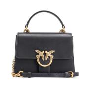 Love Birds Zwarte Leren Tas Pinko , Black , Dames