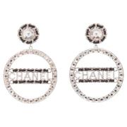 Pre-owned Metal earrings Chanel Vintage , Gray , Dames