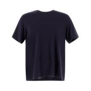 Blauwe Crew Neck T-shirts met Metalen Logo Herno , Blue , Heren