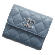 Pre-owned Leather wallets Chanel Vintage , Blue , Dames