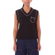 Solide Contraststeek Sweater Vest Obey , Black , Dames