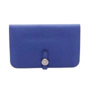 Pre-owned Leather wallets Hermès Vintage , Blue , Dames