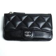 Pre-owned Leather wallets Chanel Vintage , Black , Dames