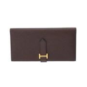 Pre-owned Leather wallets Hermès Vintage , Brown , Dames