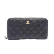 Pre-owned Leather wallets Chanel Vintage , Black , Dames