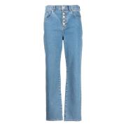 Blauwe Straight Jeans Casual Stijl Moschino , Blue , Dames