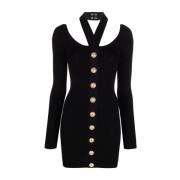 Zwarte Halternek Gebreide Jurk Balmain , Black , Dames