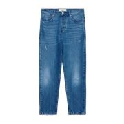 Blauwe Straight Jeans Tapered Fit Ami Paris , Blue , Heren