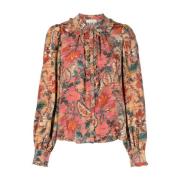 Elegante Roze Zijden Blouse Ulla Johnson , Multicolor , Dames