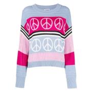 Blauwe Wollen Blend Casual Sweater Moschino , Multicolor , Dames