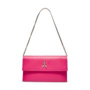 Levendige Fuchsia Leren Ketting Clutch Patrizia Pepe , Pink , Dames