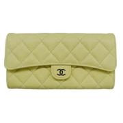 Pre-owned Leather wallets Chanel Vintage , Yellow , Dames