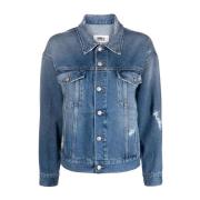 Blauwe Denim Jack Casual Stijl MM6 Maison Margiela , Blue , Dames