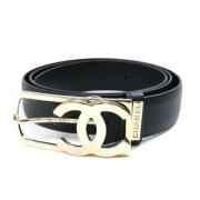 Pre-owned Leather belts Chanel Vintage , Black , Dames