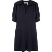 Blauwe Casual Midi Jurk met Polo See by Chloé , Blue , Dames