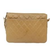 Pre-owned Leather chanel-bags Chanel Vintage , Beige , Dames