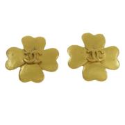 Pre-owned Metal earrings Chanel Vintage , Yellow , Dames