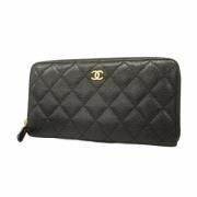 Pre-owned Leather wallets Chanel Vintage , Black , Dames