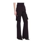 Zwarte Cargo Broek Elastische Stof Gaudi , Black , Dames