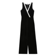 Zwart V-hals jumpsuit met riem Dkny , Black , Dames