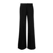 Zwarte Fleece Wijde Casual Broek Forte Forte , Black , Dames