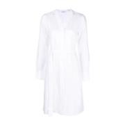 Witte Linnen Midi Jurk Calvin Klein , White , Dames