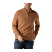 Zip Mock Cashmere Sweater voor Heren Tommy Hilfiger , Brown , Heren