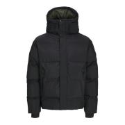 Heren gewatteerde jas met capuchon Jack & Jones , Black , Heren