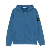 Geborsteld katoen fleece met volledige rits en capuchon Stone Island ,...