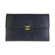 Pre-owned Leather wallets Chanel Vintage , Black , Dames