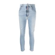 Blauwe Skinny Jeans met 5 Zakken Dsquared2 , Blue , Dames