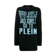 Casual Zwarte Trui Ronde Hals Philipp Plein , Black , Dames