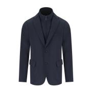 Blauwe Navy High-Neck Jas Emporio Armani , Blue , Heren