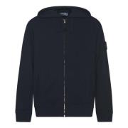 Blauwe Hoody Full Zip Sweater Stone Island , Blue , Heren