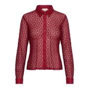 Kanten Shirt Burgundy Rood My Essential Wardrobe , Red , Dames