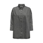 Rhinestone Denim Shirt in Licht Grijs Only , Gray , Dames