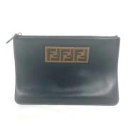 Pre-owned Leather clutches Fendi Vintage , Black , Dames