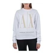 Witte Sweater met Icon Logo Emporio Armani , White , Dames