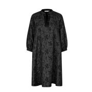 Vrouwelijke Zwarte Jurk met Geweven Patroon Masai , Black , Dames