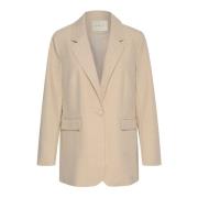 Veergrijze Blazer Jas met Similisten Kaffe , Beige , Dames