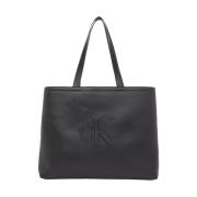 Zwarte Gestroomlijnde Tote Shopper Calvin Klein , Black , Dames