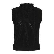 Zwarte Gebreide Vest Solamw Stijl My Essential Wardrobe , Black , Dame...