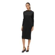 Geplooide hoge hals midi jurk Issey Miyake , Black , Dames