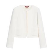 Witte Bouclé Kristal Geborduurde Jas Max Mara Studio , White , Dames