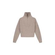 Merino Half Zip Gebreid Olaf Hussein , Beige , Dames