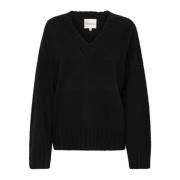 Zwarte V-hals Pullover Trui My Essential Wardrobe , Black , Dames