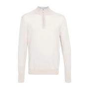 Beige Wol Half Zip Sweater Eleventy , Beige , Heren