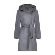 Grijze wollen wikkeljas met capuchon Max Mara Studio , Gray , Dames