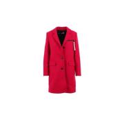 Rode wollen jas met logodetail Love Moschino , Red , Dames